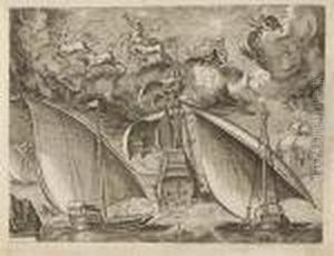 Two Galleys And A Man Of War