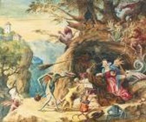 Die Versuchung Des Hl. Antonius. by Pieter The Elder Brueghel