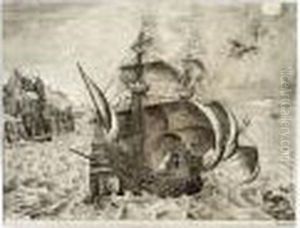Man Of War Sailing To The Right (holl.101; Lebeer 44) by Pieter The Elder Brueghel