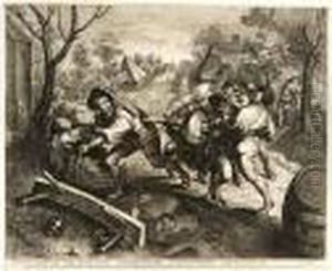 Peasants Fighting Over A Game Of Cards (holl.218) by Pieter The Elder Brueghel