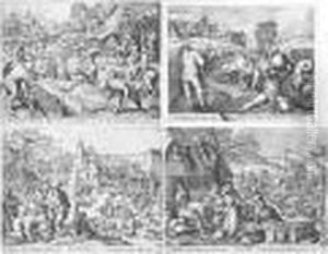 The Four Seasons (hollstein, Bastelaer 200, 202; Lebeer 77, 78) by Pieter The Elder Brueghel
