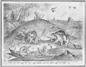 The Large Fishes Devouring The Small Fishes (holl., Bast.139; L.16) by Pieter The Elder Brueghel