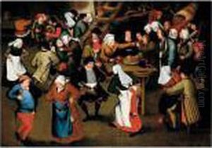A Wedding Feast In An Interior by Pieter The Elder Brueghel