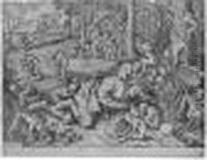 The Sleeping Peddler Surrounded
By Monkeys, Who Are Playing With His Goods (holl., Bast.148; L.52) The Sleeping Peddler Surrounded
By Monkeys, Who Are Playing With His Goods (holl., Bast.148; L.52)
