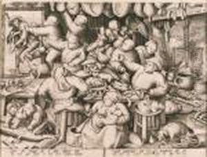 The Rich Kitchen, By Pieter Van Der Heyden (bast. 159; Holl. 159;lari 142) by Pieter The Elder Brueghel