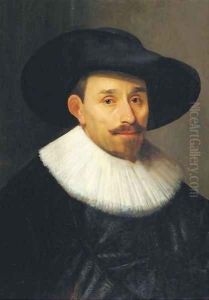 A portrait of a man, bust-length, in a black costume by Bartholomeus Van Der Helst