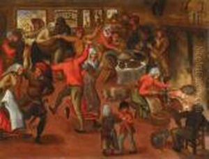 Bauernfest In Einerstube by Pieter The Younger Brueghel