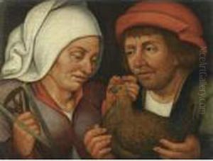 The Couple With The Hen And The Spindle by Pieter The Younger Brueghel