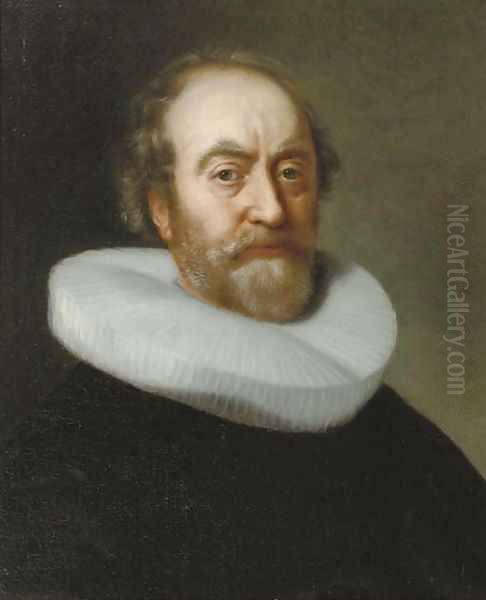 Portrait of a gentleman, bust-length, in a black costume and a white molensteenkraag - view 1