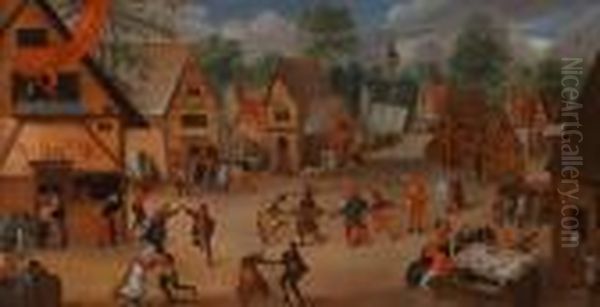 Umkreisdorfstrase Mit Tanzenden Und Feiernden Bauern - view 1