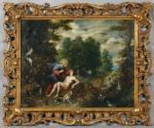 La Creation D'adam by Pieter The Younger Brueghel