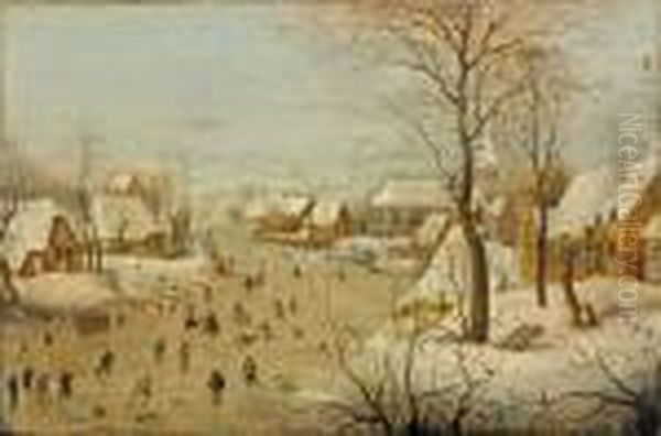 Paysage D'hiver Avec La Trappe Aux Oiseaux - view 1
