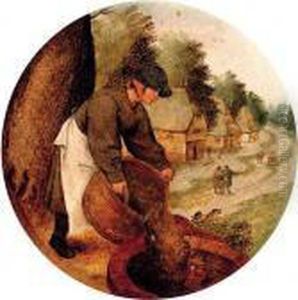 Proverb: 'filling The Well After The Calf Has Drowned' by Pieter The Younger Brueghel