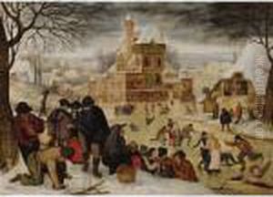Winter Landscape With Skaters by Pieter The Younger Brueghel
