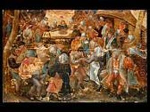Bauernhochzeit Mit Tanzvergnugen Und Geselligkeit by Pieter The Younger Brueghel