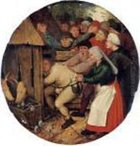 Pushed Into The Pig Sty (````t' by Pieter The Younger Brueghel