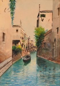 Canale Veneziano Con Gondola by Emanuele Brugnoli