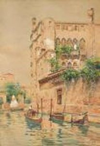 Venezia, Canale Con Palazzo Moresco by Emanuele Brugnoli
