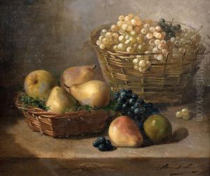 Nature Morte Au Panier De Raisins, Au Panier De Poires, Sur Un Entablement by Alphonse de Neuville