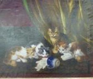 Chatons Buvant Du Lait.