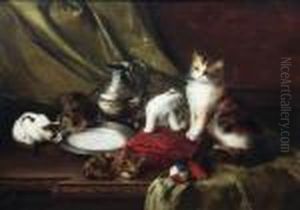 Chatte Et Ses Chatons by Alphonse de Neuville