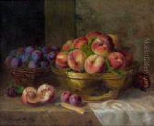 Nature Morte Aux Prunes Et Peches