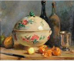 Nature Morte A La Soupiere Et Aux Oignons by Alphonse de Neuville