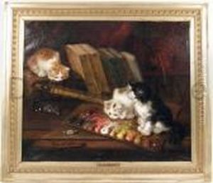 ````three Kittens In An Artist````s Studio"