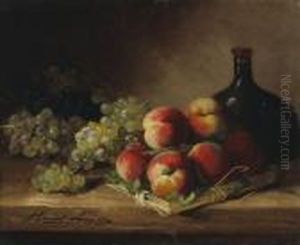 A Still Life With Red Currants 
And Plums In A Wicker Basket; And A Companion Still Life (a Pair)