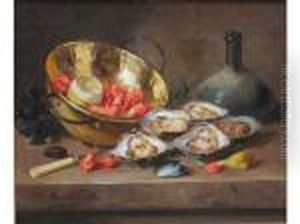 Nature Morte Aux Huitres Et Aux Crevettes by Alphonse de Neuville