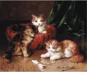 Three Young Kittens by Alphonse de Neuville