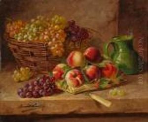 Nature Morte Aux Peches Et Aux Raisins by Alphonse de Neuville