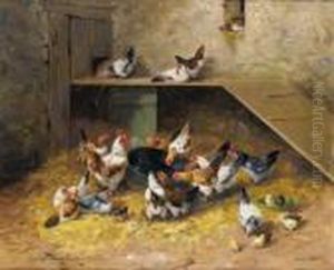 Huhner Im Stall by Alphonse de Neuville