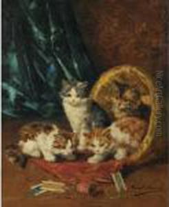Kittens In The Sewing Basket by Alphonse de Neuville