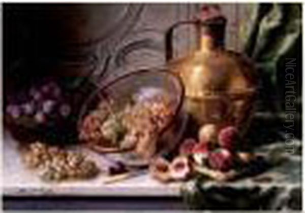 Nature Morte Aux Prunes, Peches Et Raisins - view 1