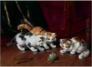 Chats Jouant A La Pelote De Laine