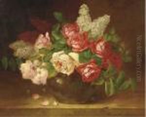 Roses And Lilacs In A Vase Roses And Lilacs In A Vase
