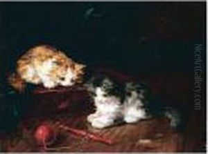 Kittens Playing by Alphonse de Neuville