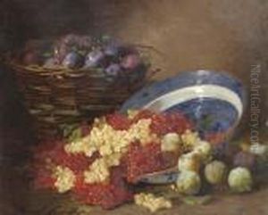 A Still-life With Prunes And Berries by Alphonse de Neuville