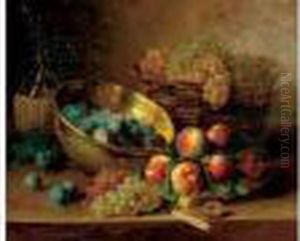 Nature Morte Aux Peches Et Raisins by Alphonse de Neuville