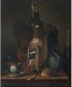 Ecumoire De Crevettes, Huitres, Flasque Et Bouteille by Alphonse de Neuville
