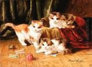 Playful Kittens by Alphonse de Neuville
