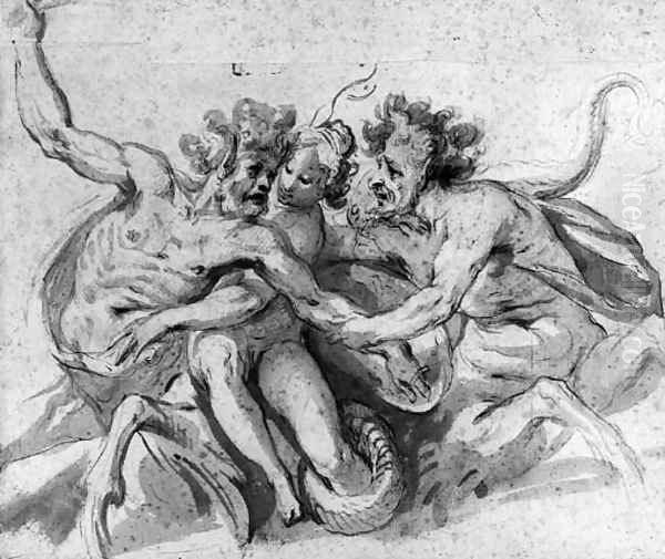 Two Water Centaurs raping a Woman - view 1