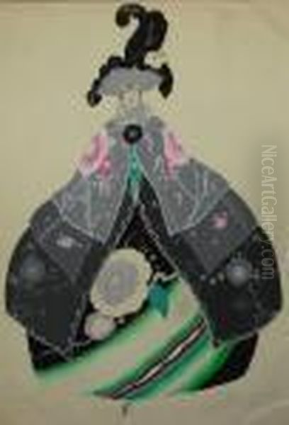 Gouache On Paper
 Theatrical Costume Design For A Lady - view 1