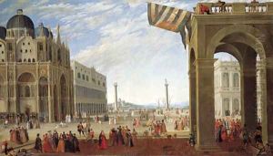 A view of the Bacino from the Piazza San Marco with the Doge's Palace and the Church of San Marco by Joseph the Younger Heintz