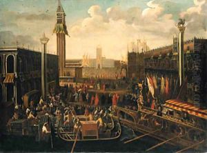Venice The embarkation of the Doge on the Bucintoro on Ascension Day by Joseph the Younger Heintz