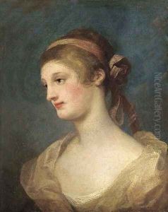 Portrait of a lady, bust-length, with a ribbon in her hair