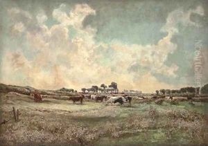 Cattle grazing in an extensive landscape by James Levin Henry