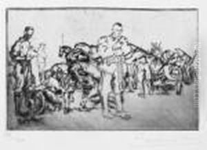 Volontaires Cyclistes 1919 by Anselmo Bucci