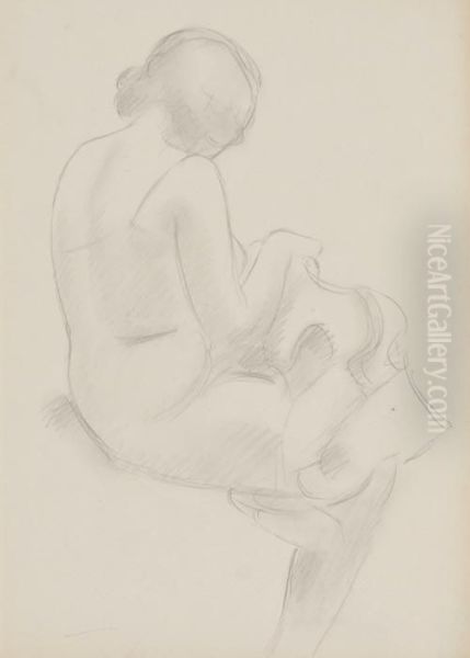 Seated Girl Sewing - view 1